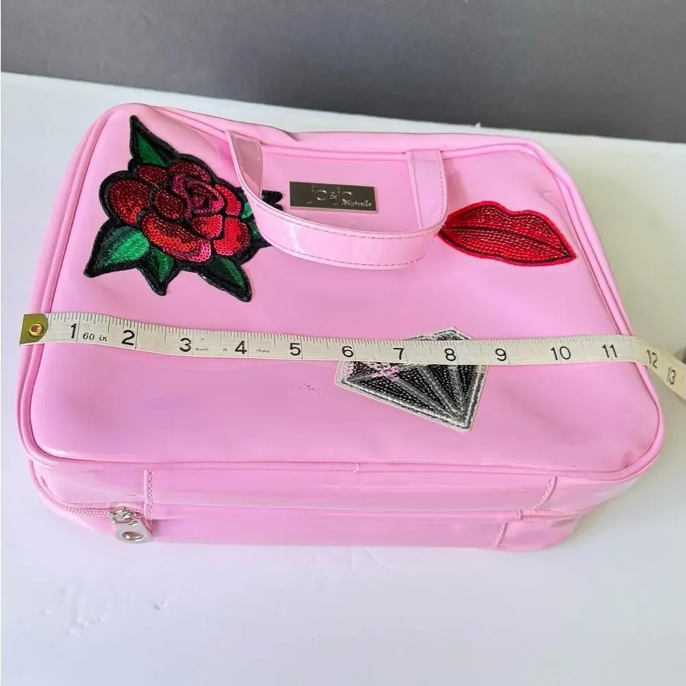 Pink Travel Organizer Case Embellished with Handles Women's Bag